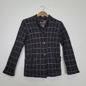 Tally-Ho Wool Checkered Windowpane Cardigan Sweater
